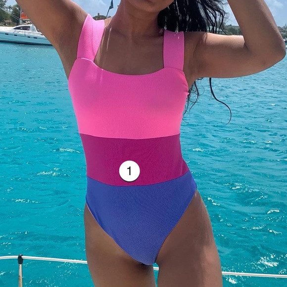 {Beach Riot} Brand New Amy One Piece Periwinkle Colorblock - Picture 4 of 7